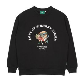 [Tripshop] HAMBURGER EMBROIDERY SWEAT SHIRT-Unisex Street Loose-Fit Sweatshirt with Lettering Graphic - Made in Korea